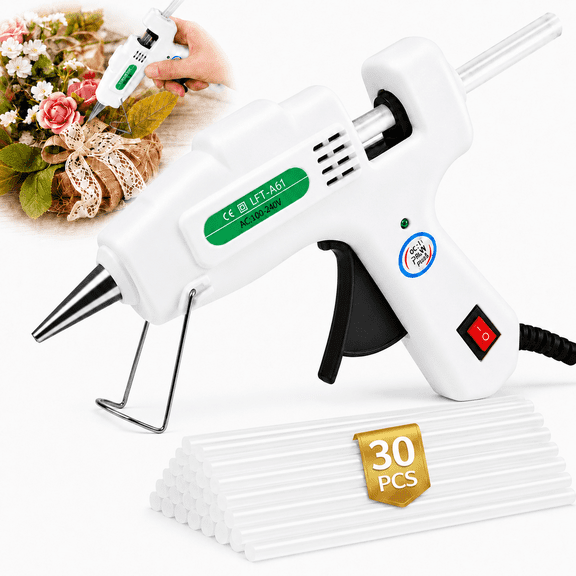 Emlimny Mini Hot Glue Gun with 30 Glue Sticks, Fast Heating Hot Melt Gun, 20W Glue Gun Kit, Lightweight Craft Gun for DIY, Home Repairs, Kids' School Projects, White