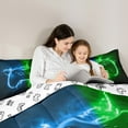 thumbnail image 6 of Homewish Gamepad Game Controller Bedding Comforter Set, Blue Green Lightning Twin Comforter Sets, Teens Kids Boys Girls Reversible Bedding Set, Super Cozy Room Decor, 2pcs, 6 of 9
