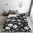 thumbnail image 6 of Throw Blanket for Couch Sofa and Bed, white halloween pumpkin bat Super Soft Plush Throw Blanket, Fuzzy Cuteness Comfy Warm Washable Flannel Blanket & Throws for All Season 80"x60", 6 of 7