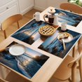 thumbnail image 5 of Beach Reef Placemats Set of 6 Shiny Sunset Ocean Waves Natural Seaside Place Mats Indoor Wipeable Table Mats Washable Cloth Dining Table Placemats for Kitchen Holiday Party Home Decor 13x19 Inch, 5 of 9
