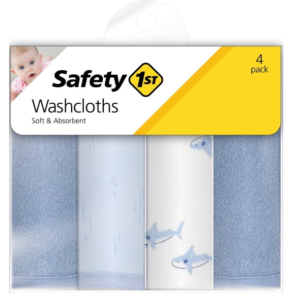 Safety 1st Soft & Gentle Baby Washcloths 4 Pack Set for Infants & Toddlers
