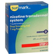 Sunmark Step 3 Nicotine Transdermal System Patches, 7 mg, 14 Count