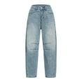 thumbnail image 6 of Women's Mid - Rise Barrel Wide - Leg Cropped Denim Jeans with Pockets, 6 of 8
