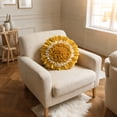 thumbnail image 2 of JWH Decorative 3D Round Floral Throw Pillows for Bed Living Room Sofa Couch Decor Round Shaped Cushion 14 inch Yellow and White, 2 of 8