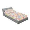 thumbnail image 2 of Ambesonne Paisley Fitted Sheet & Pillow Sham Set, Colored Pattern Flower, Twinxl, Multicolor, 2 of 2