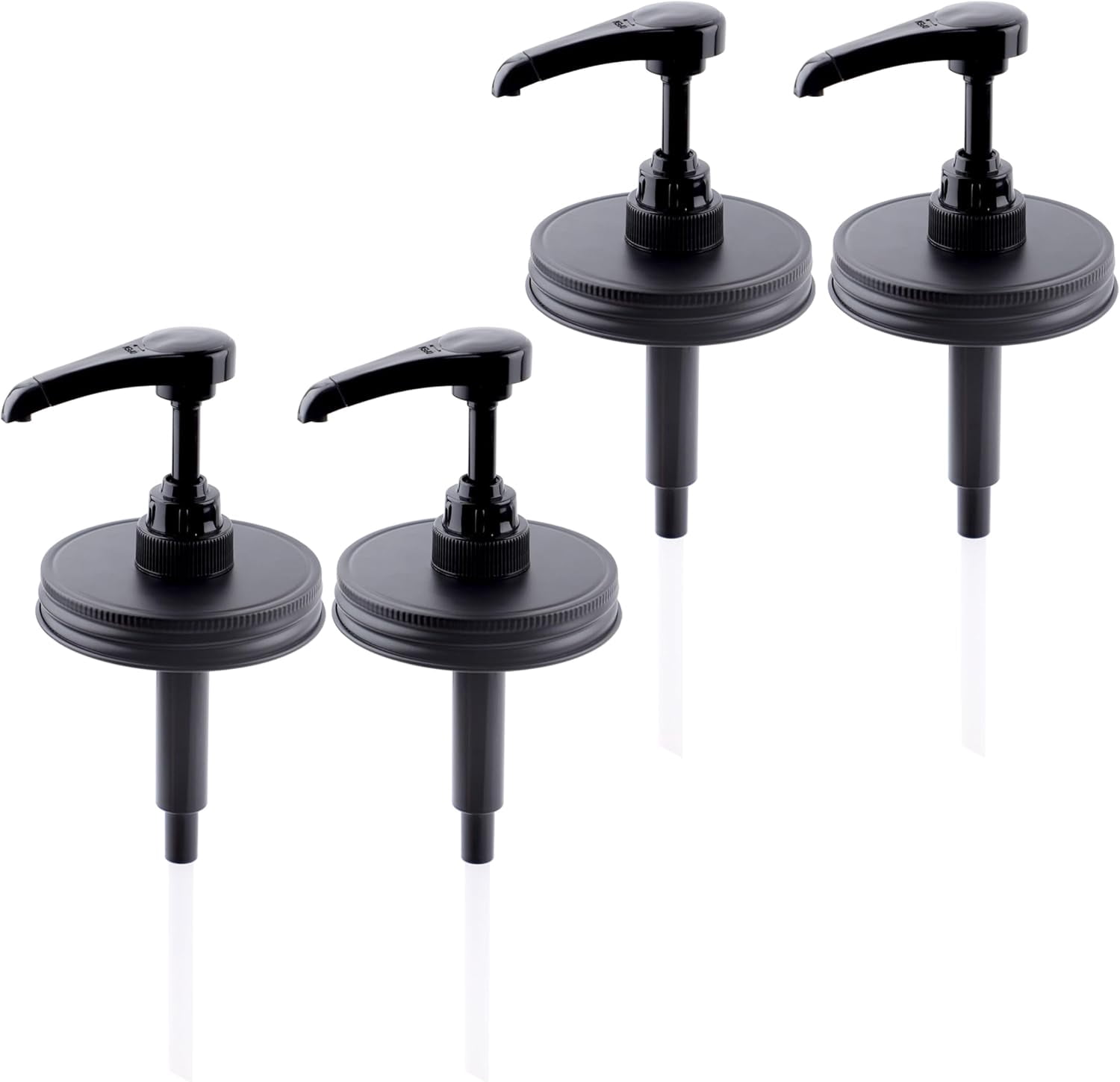 Mason Jar Syrup Dispenser Pump Lids Mason Jar Pump Lid Wide Mouth Airtight & Leak-Proof Coffee Bar Syrup Dispenser Pump Food Grade Honey Sauce Pump for Wide Mouth Mason Jar 4 Packs (Jar Not Included)