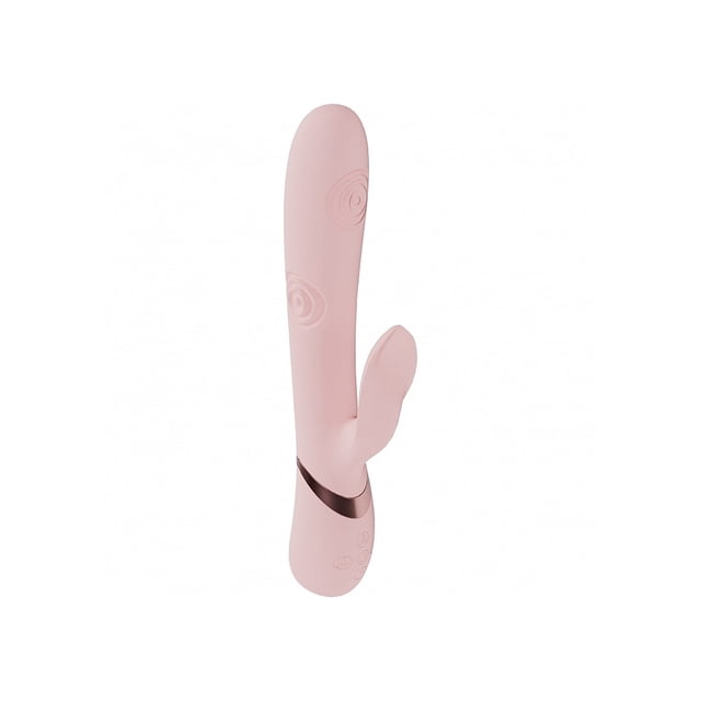 Vive Fronda Rechargeable Silicone Triple Motor G-Spot VIbrating and Tapping Leaf Clit Rabbit Vibrator, Pink