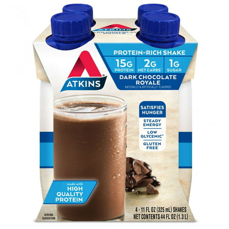 Atkins Dark Chocolate Royale Shake, 11 fl oz, 4-pack (Ready to (Best Meal Replacement Drinks For Weight Loss)
