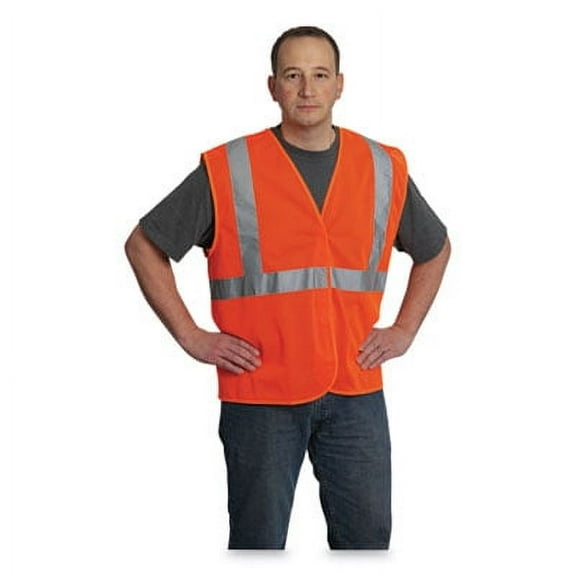 Protective Industrial Products 302-MVGOR-XL Ansi Class 2 Hook And Loop Safety Vest, Hi-viz Orange, X-large