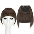 thumbnail image 4 of Benehair Clip in Fringe Hair Extensions as Humam Neat Bangs Thick Hairpiece 6" Natural Black&Light Auburn,Length, 4 of 6