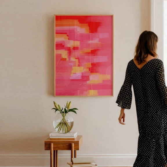 Pink Abstract Print Orange Pink Wall Art Vivid Abstract Prints Colorful Modern Artwork Pink Apartment Decor Home Decor #868, Unframed Poster Size 8x12