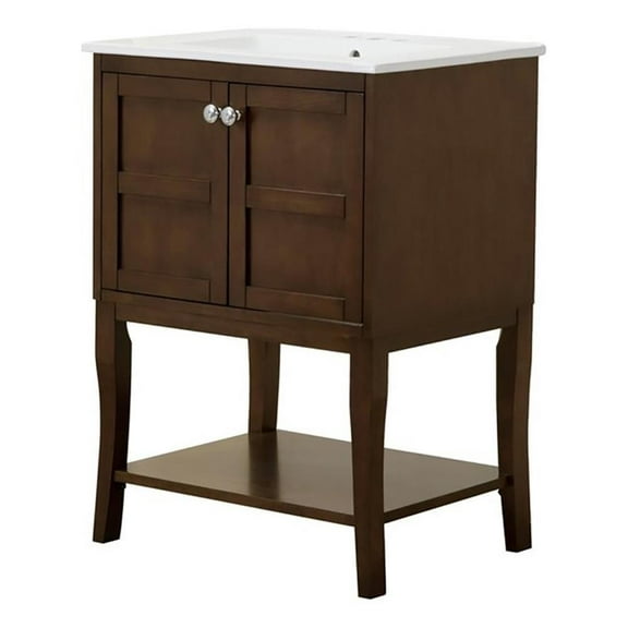 Elegant Decor Mason 24" 2-Door Wood Single Bathroom Vanity in Antique Coffee