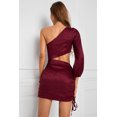 thumbnail image 1 of ABPHQTO Minivestido de mujer con un hombro descubierto y estampado de leopardo rojo vino, 1 of 5