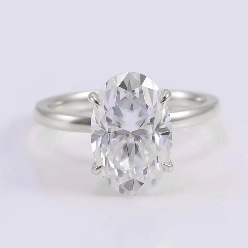 solitaire jewels 3.75CT Oval Moissanite Solitaire Engagement Ring For Women, 10K White Gold