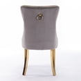 thumbnail image 5 of Knubmt Set of 2 Velvet Side Chair with Stainless Steel Legs, Upholstered Dining Chair for Living Room, Dining Room, Gray + Gold, 5 of 9