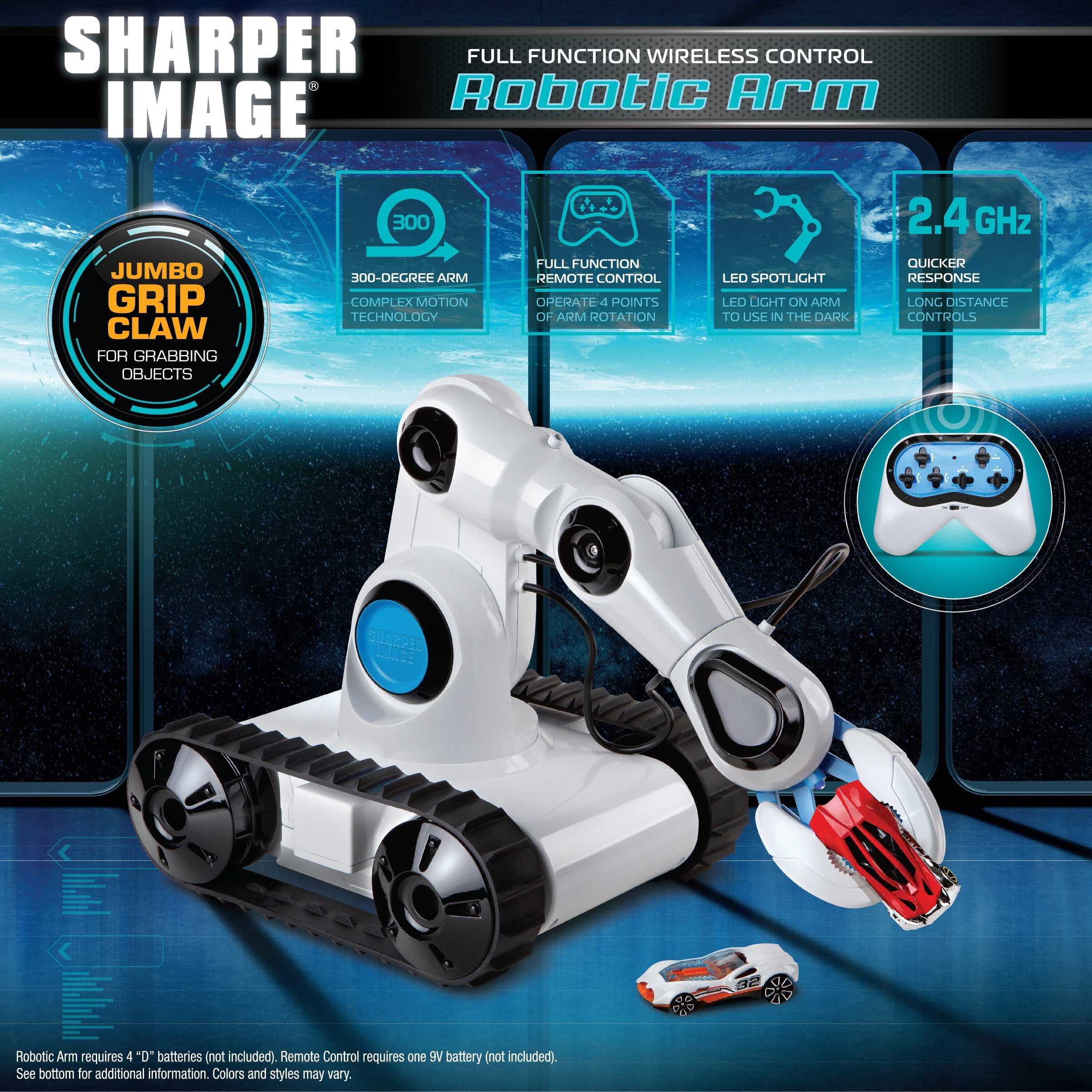 SHARPER IMAGE Full Function Wireless Control Robotic Arm Toy with Spotlight, 