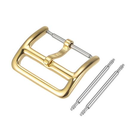 

Uxcell Stainless Steel Polished Gold Tone Buckle for 18mm Width Watch Band with 2Pack of Spring Bar