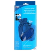 Carex Hot Water Bottle with Cover and Threaded Stopper, 2 qt Capacity, Blue, 0.80 lbs