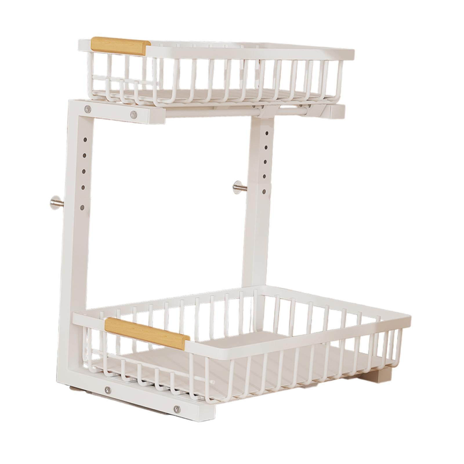 Fiocias Under Sink Organizer Office Storage Rack Bathroom Pull Out Cabinet Organizer White 1