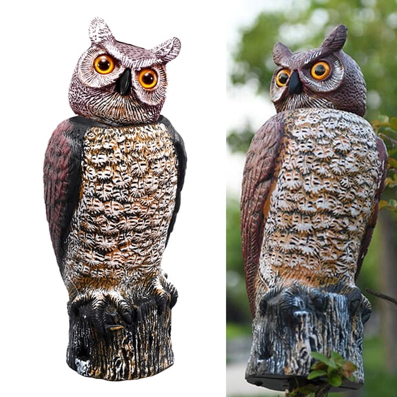 Scare Bird Away 18inch Realistic Owl Decoy Pigeon Crow Scarecrow Statue Deterrent Life Like