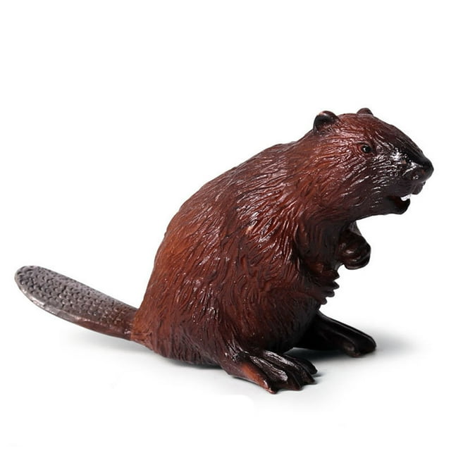 Figura de castor de plástico realista, divertida, ideal como recuerdo de fiesta para niños (marrón)