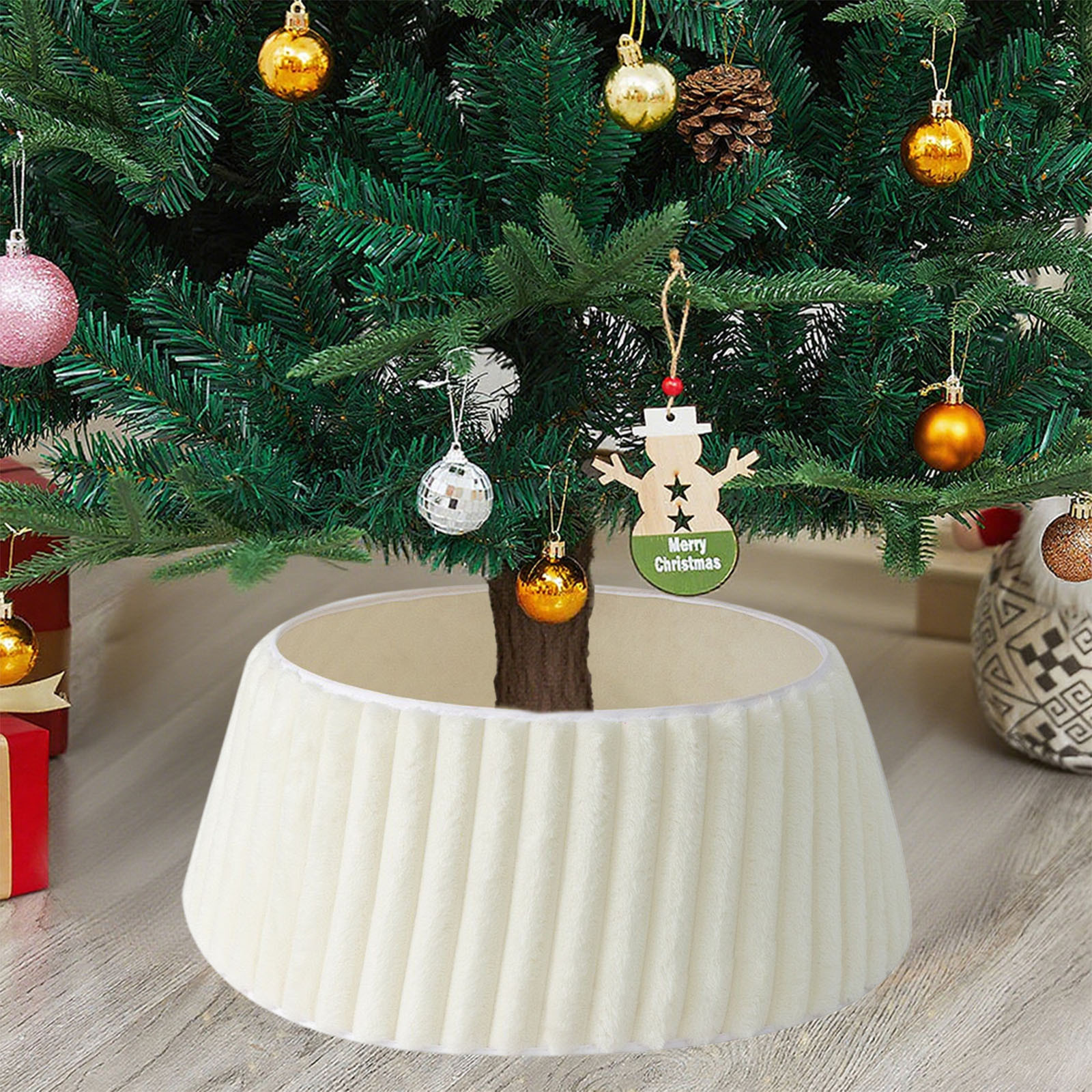 Jupe De Sapin En Fausse Fourrure - Décoration Chaud Et Doux Pour Noël (Taille D)