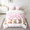 thumbnail image 2 of Homewish Kawaii Rabbit Deer 7pcs Bedding Comforter Set,Wild Animal Queen Bedding Sets,Pink Cherry Blossom Queen Sheet Sets For Girls Kids,Super Cozy Room Decor Reversible, 2 of 8