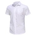 thumbnail image 2 of Bcfgryg Men's Button Sleeved Business Solid Color Casual Men's Comfortable Short Sleeved Lapel Men's Shirt Big and Tall Men's Shirts, 2 of 5