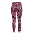 thumbnail image 6 of Renewold Leopard Print Dark Pink Womens Yoga Leggings with Pockets Workout Leggings Ankle Pants Full Length High Waisted Slim Running Pants Non See-Through Printed Tights, XL, 6 of 8