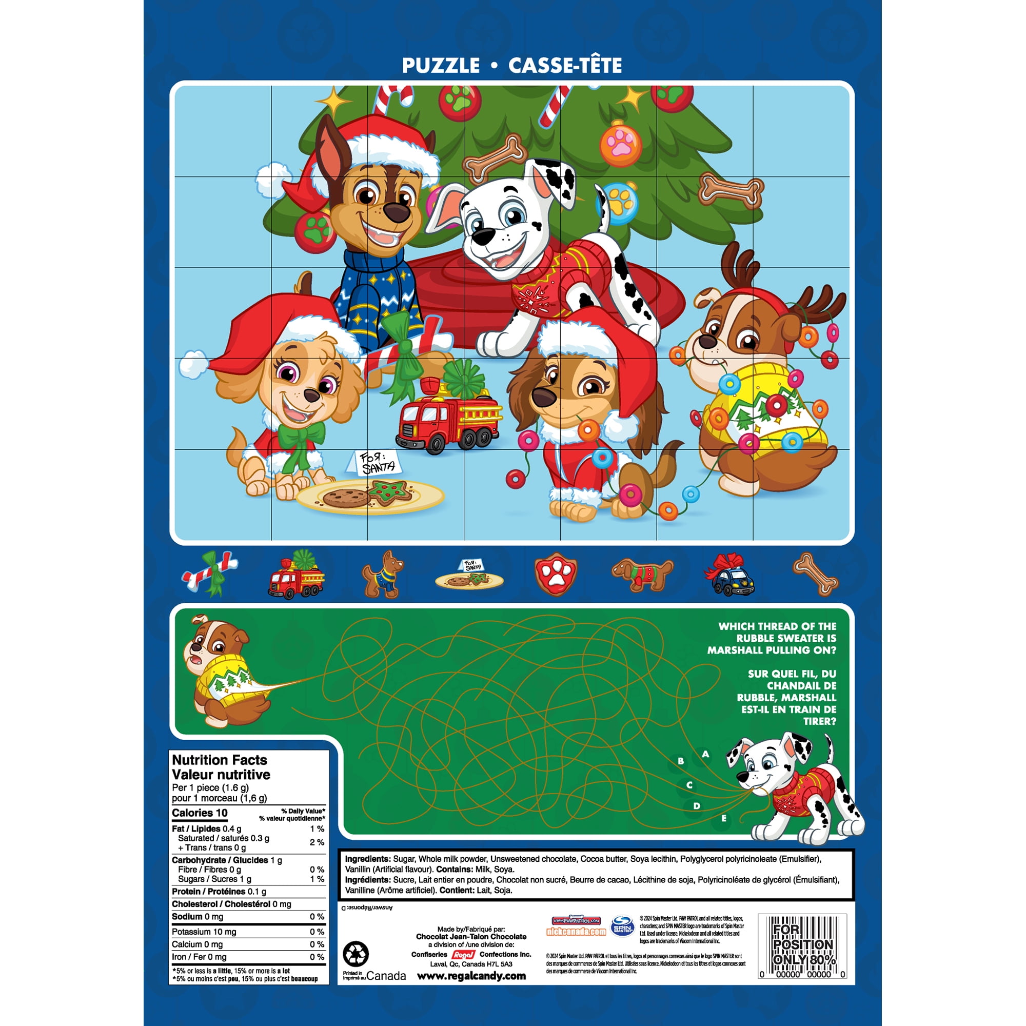 PAW Patrol Chocolate Milk Advent Calendar, 50g