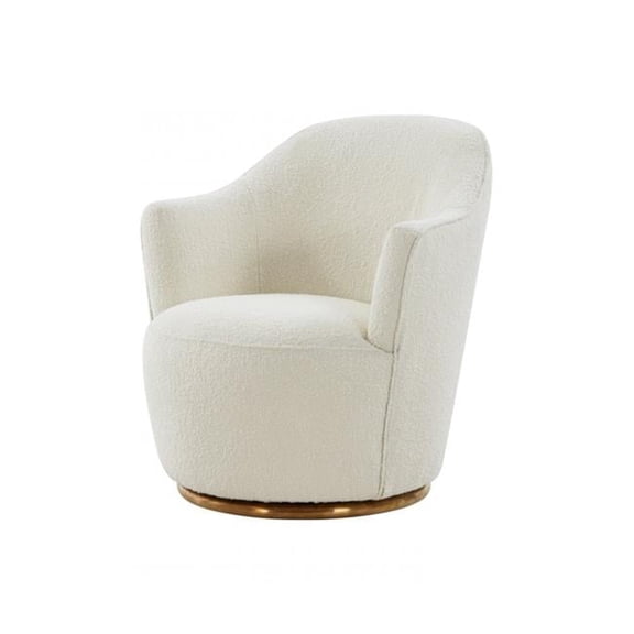 Stylish Metal Swivel Chair, Sherpa & Gold