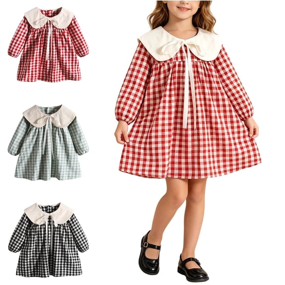 Piuwrlz Girls Long Sleeve Dresses Sets Girl 1PC Dress Sets Black Size 4-5 T