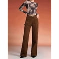 thumbnail image 4 of Women'S High Waisted Wide Leg Jeans with Stretchy Straight Leg and Trendy Seamed Design Brown L, 4 of 9