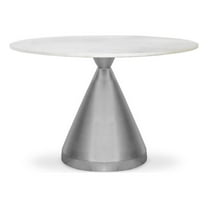 Maklaine Contemporary 30''H x 48''W x 48''D White Marble Dining Table