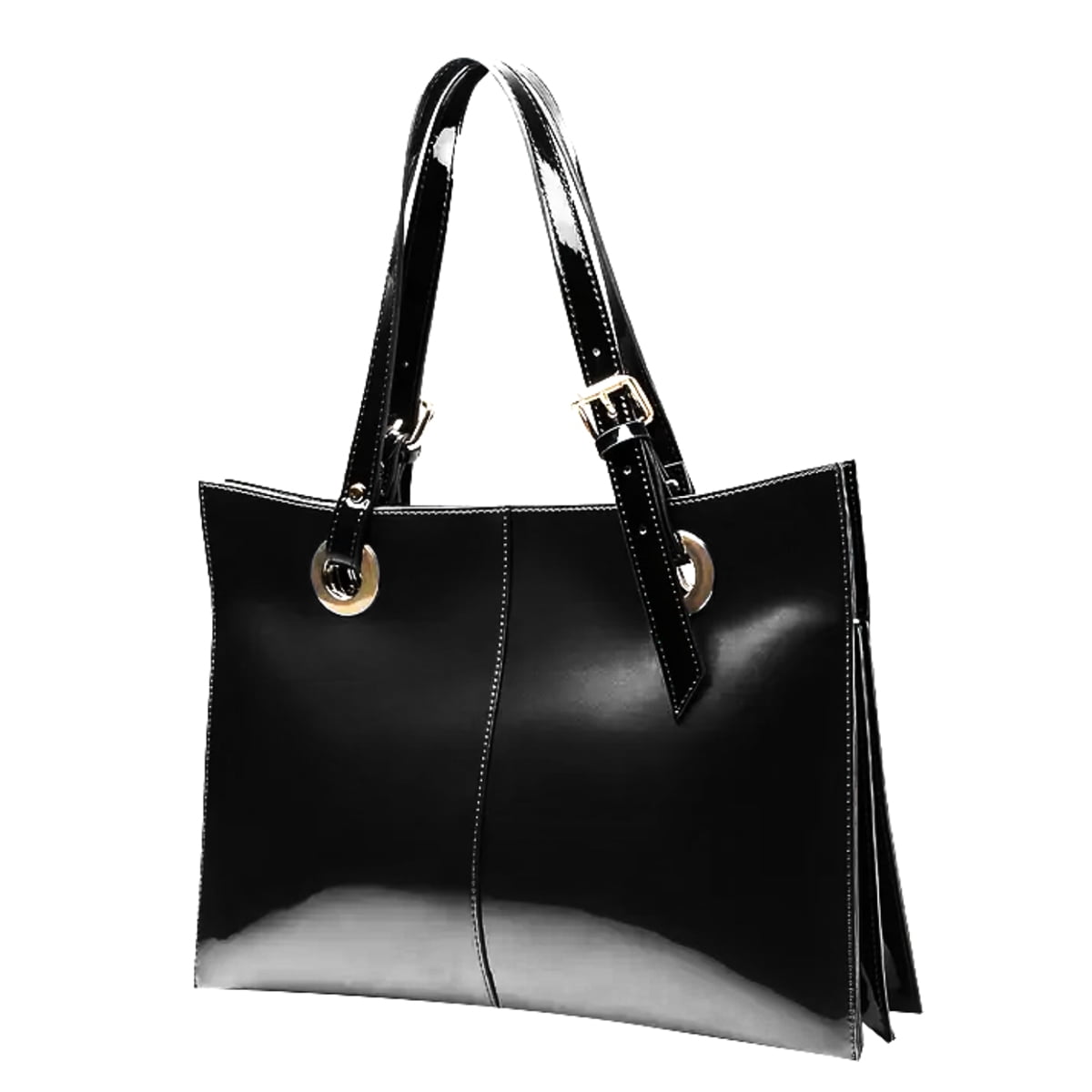 FEIMINA Patent leather Shoulder Bag,Genuine Shiny Large Leather bag,designer handbags luxury,Deep Purple Purse