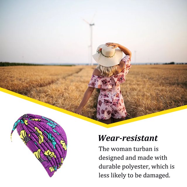 Turban pour Dames Polyester Réutilisable Lavable Pliable Capuchon Décoratif Intérieur Extérieur Bonnet de Travail Floral Violet
