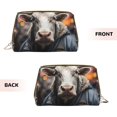 thumbnail image 3 of Rateoe Surrealist Cow for Travel Makeup Bag,Large Capacity Cosmetic Bags for Women,Waterproof Portable Pouch Open Flat Toiletry Bag Make up Organizer, 3 of 8