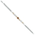 thumbnail image 3 of 925 Silver and 10K Yellow Gold Ecstasy Mystic Topaz and White Moissanite and White Lab Grown Diamond Bracelet for Women (2.06 Cttw, Gemstone November Birthstone, Oval, Wheat Chain, 6.5 inches), 3 of 5