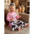 thumbnail image 4 of Cjfdfy Newborn Baby Girl Western Rodeo Outfit My First Rodeo Outfit Girl Romper Letter Bull Head Long Sleeve Romper Tassel Flare Pants And Bow Headband 3 Piece Fall Set, 4 of 9