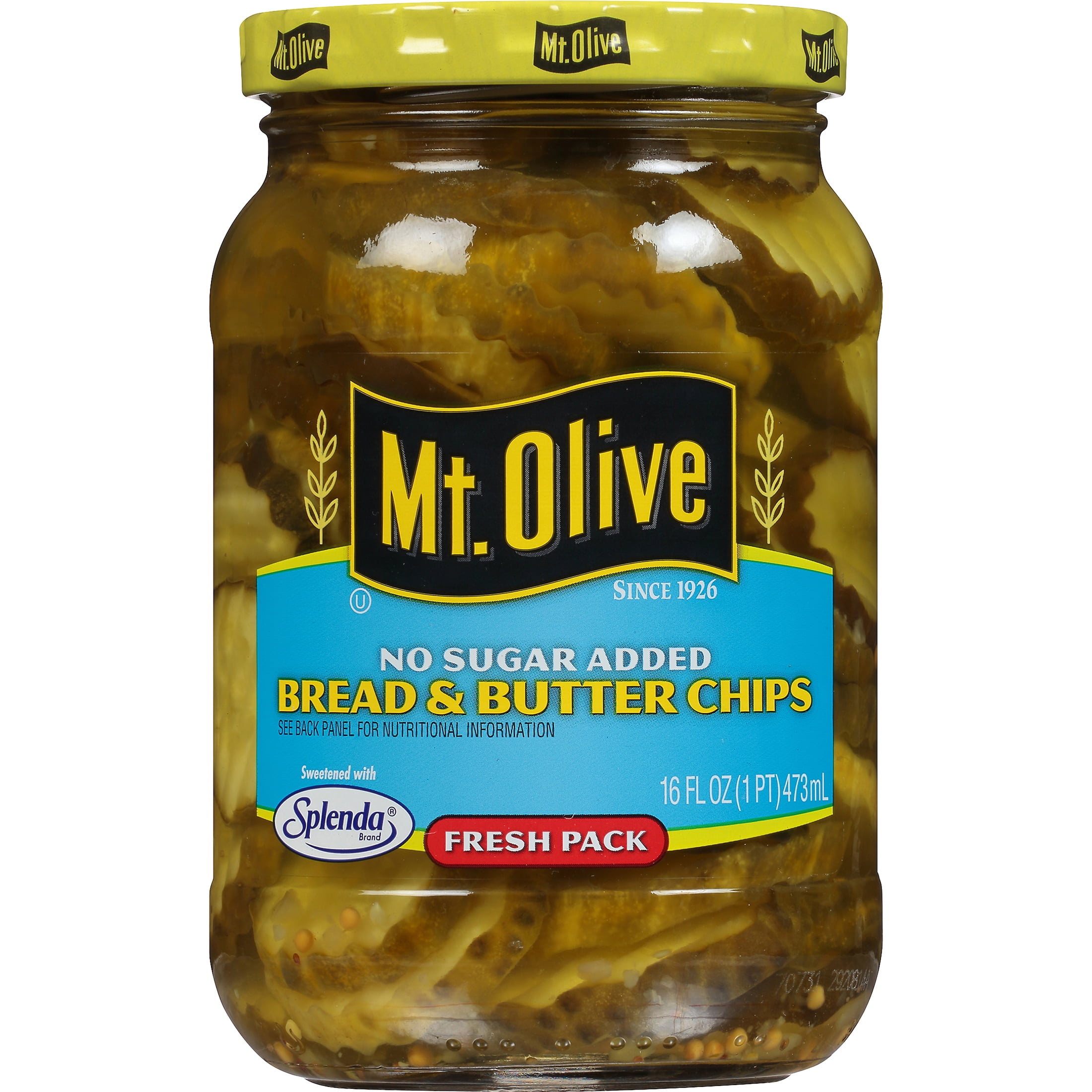 Mt Olive No Sugar Added Bread Butter Pickle Chips 16 Fl Oz Jar Walmart Com