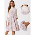 thumbnail image 2 of DARING DIVA Women's Sleeveless Square Neck Plaid A Line Pinafore Dresses L Pink, 2 of 6