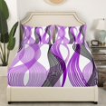 thumbnail image 3 of Erosebridal Chic Geometric Sheet Set Queen, Orchid Stripes Bedding Sets Queen Size, Abstract Decor 4-Piece, 3 of 7