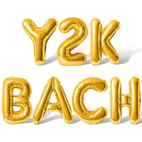 Letter Balloons - Y2K BACH 16" Inch Alphabet Letters Foil Mylar Balloon Bachelorette Party Banner (Gold)