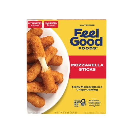 Feel Good Foods Mozzarella Sticks, Frozen Appetizers, 8 oz