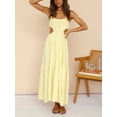 thumbnail image 3 of Honganda Robe Débardeur d'Été pour Femmes Sans Manches Couleur Unie Robe Trapèze Dos Croisé Longue Robe S/M/L/TG, 3 of 7
