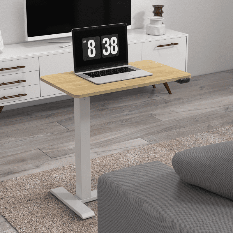 K30016 Electric Height Adjustable Standing Desk with Drawer, 27.5 x 15.7 in,Natural/White,1 Pack
