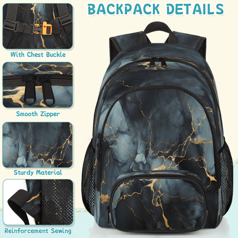 Herdesigns Black Marble Laptop Backpack for Women Men, 18.3  display picture 3