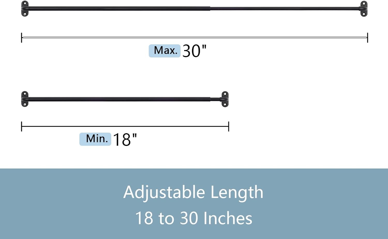 CozyNestFinds 1 Pack Screwed Sash Curtain Rod Adjustable 18-30 Inch, 3/8 In. Diameter, French Door Curtain Rods, Cafe Window Rod (White)