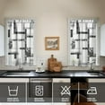 thumbnail image 2 of Vintage Black and Grey Lines Tier Kitchen Curtains for Bathroom Living Rod Pocket Window Drapes 28"x39" 2 Panels Window Treatment Tiers, 2 of 4