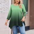 thumbnail image 5 of Bzhegqhd T-shirts for Women 3/4 Sleeve Round Neck Blouse Solid Color Plus Size Casual Top Breathable Stretch Fit Relaxed Tunic Pullover office Wear Basic Tee, 5 of 5
